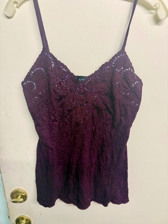 bebe Tops - Bebe Purple Sequin & Lace Tank Top | Spaghetti Strap Camisole